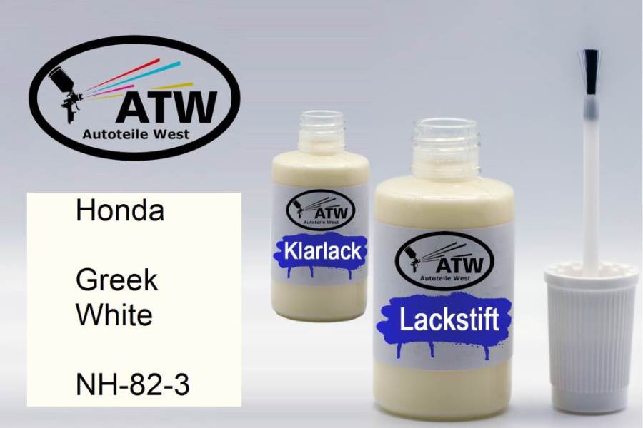 Honda, Greek White, NH-82-3: 20ml Lackstift + 20ml Klarlack - Set, von ATW Autoteile West.